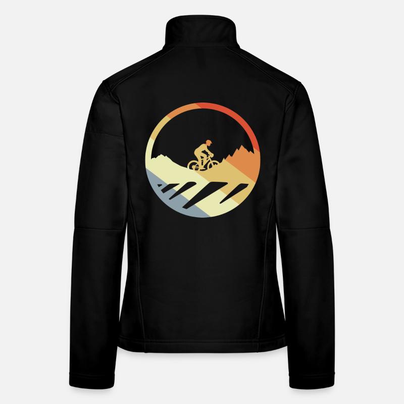 Mountainbiking Zeichnung Vintage Frauen Softshelljacke