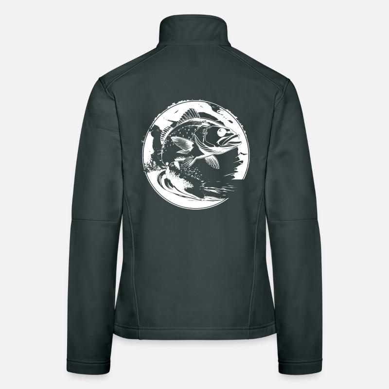 Graphique de poisson Veste en tissu softshell Femme