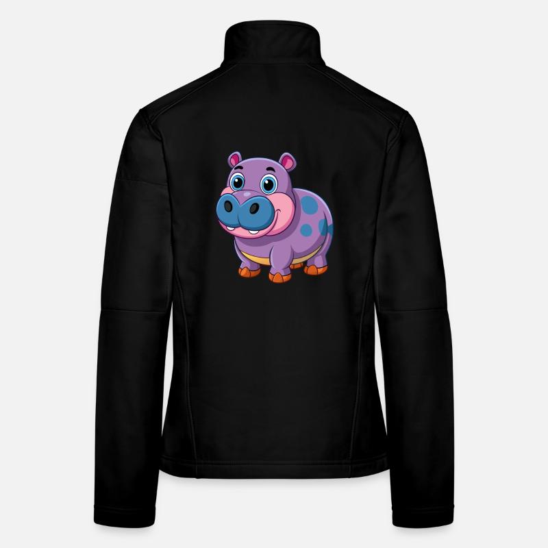 Hippo Cute Mascot Cartoon Character Kawaii Women's Softshell Jacket
