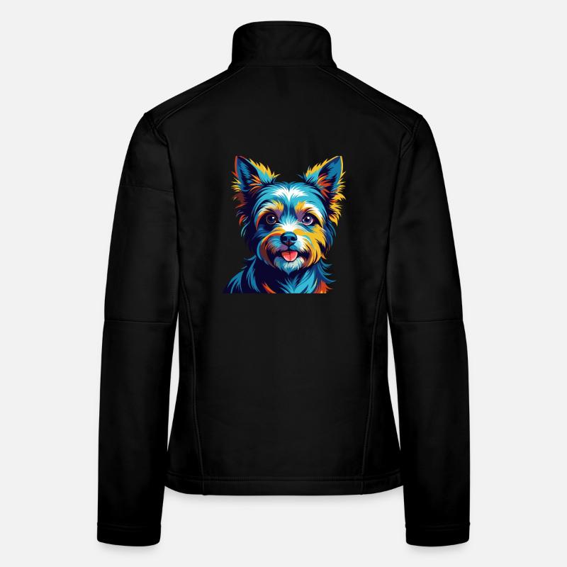 Biewer Terrier Chien Race Coloré Dessin Animé Kawaii Veste en tissu softshell Femme