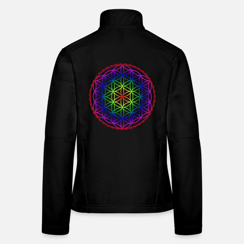 Fleur de vie arc-en-ciel Veste en tissu softshell Femme