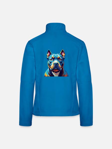 Pitbull Chien Race Coloré Dessin Animé Kawaii - Veste en tissu softshell Femme - noir - Dos