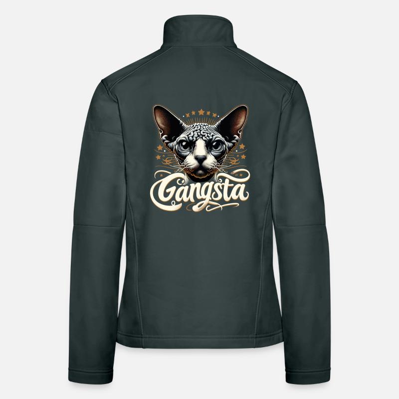 Cornish Rex Gangsta Hip Hop Chat Cadeau Veste en tissu softshell Femme