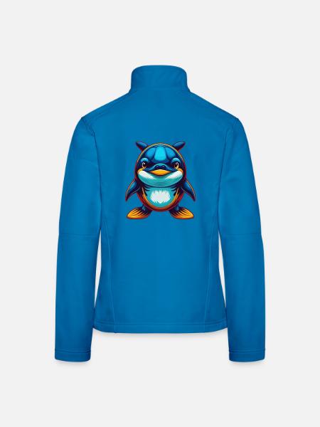 Orca coloré Kawaii Dessin animé Personnage Clipart - Veste en tissu softshell Femme - noir - Dos