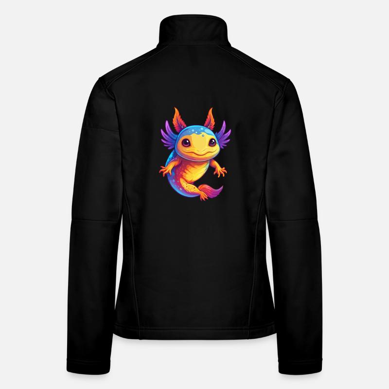 Axolotl Bunte Kawaii Cartoon Figur Clipart - Frauen Softshelljacke - Schwarz