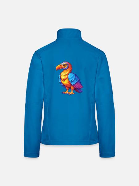 Vulture Coloré Kawaii Dessin Animé Personnage Clipart - Veste en tissu softshell Femme - noir - Dos
