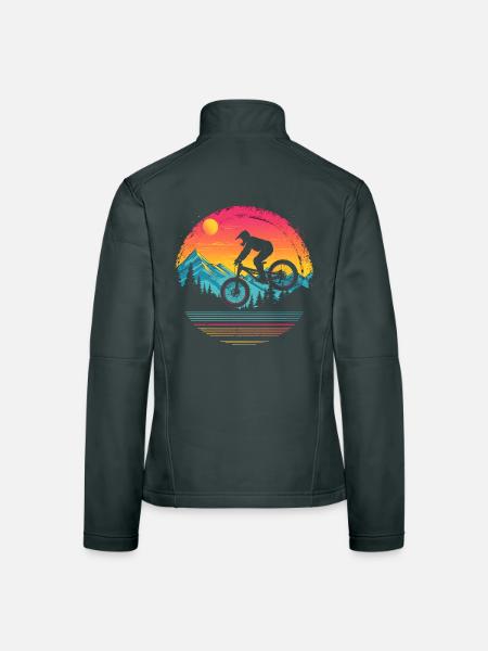 Mountain biking vaporwave - Women's Softshell Jacket - black - Back