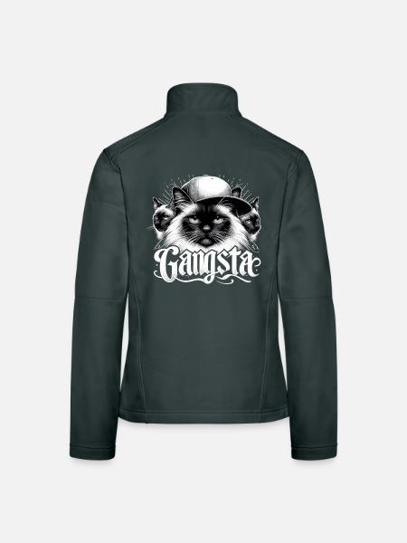 Sacred Birman Cat Birman Cat Trio Gangsta Gesche - Women's Softshell Jacket - black - Back
