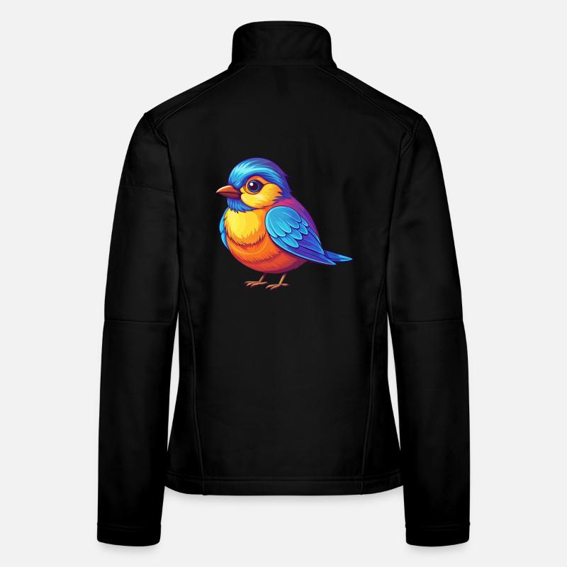 Chickadee Bunte Kawaii Cartoon Figur Vogel - Frauen Softshelljacke - Schwarz
