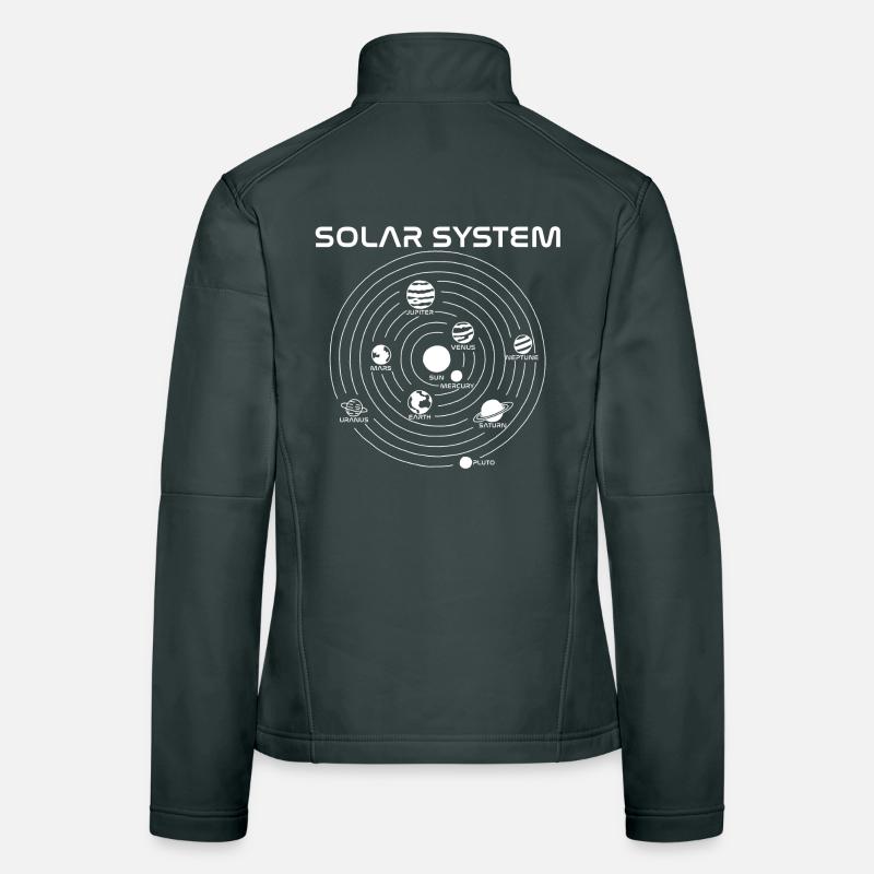 Map of the Solar System (white) Women's Softshell Jacket