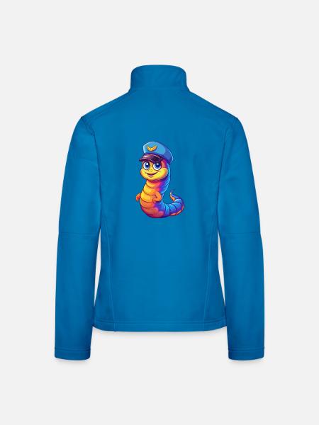 Ver marin Coloré Kawaii Dessin animé Animal marin - Veste en tissu softshell Femme - noir - Dos