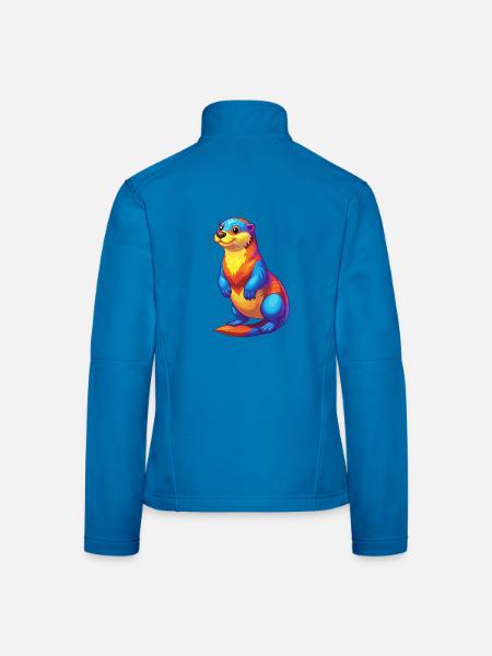 Loutre de mer Coloré Kawaii Dessin animé Animal marin - Veste en tissu softshell Femme - noir - Dos