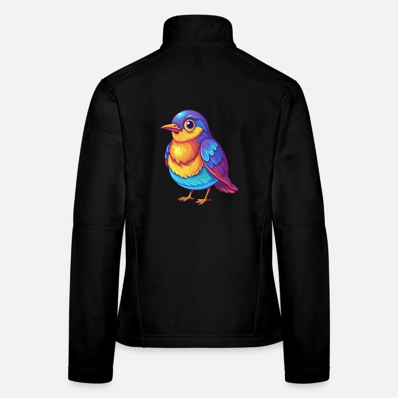 Thrush Colorful Kawaii Cartoon Character Bird Women's Softshell Jacket