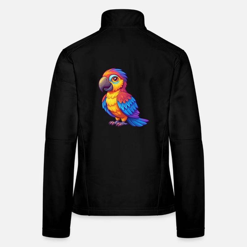 Papagei Bunte Kawaii Cartoon Figur Vogel - Frauen Softshelljacke - Schwarz