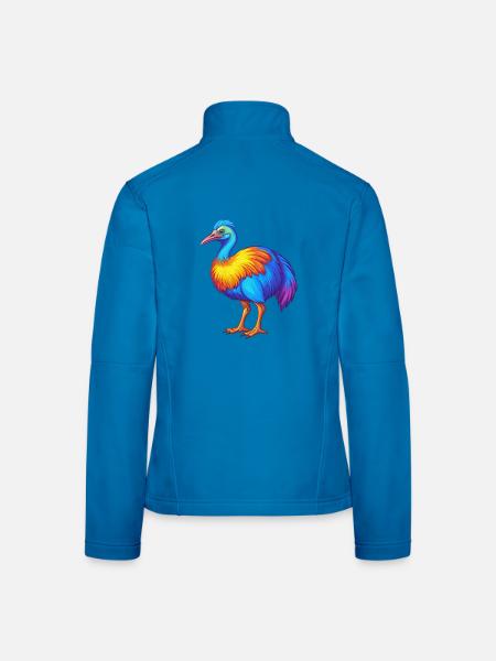 Cassowary Colorful Kawaii Cartoon Character Bird - Women's Softshell Jacket - black - Back
