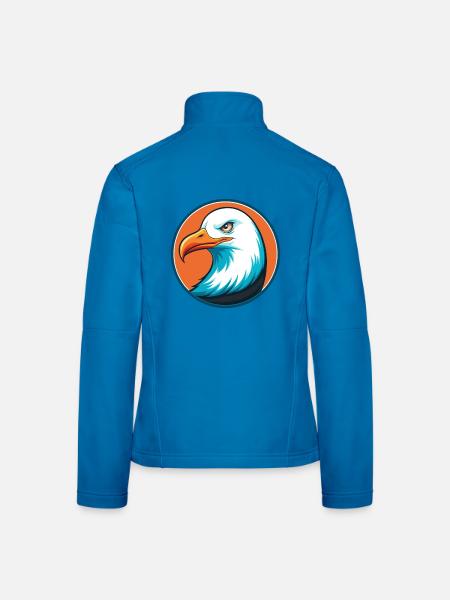 Seagull Cute Funny Kawaii Cartoon Animal Pet Logo - Women's Softshell Jacket - black - Back