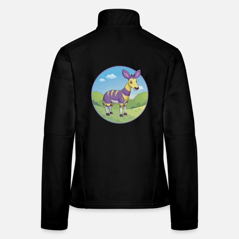 Okapi Mignon Kawaii Dessin animé Clipart Animal de compagnie Veste en tissu softshell Femme