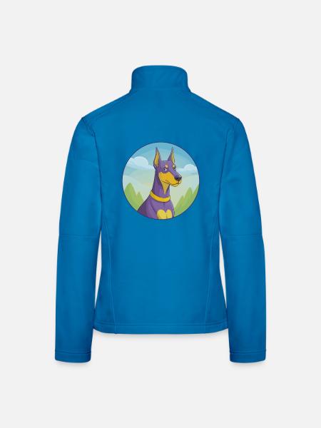 Dobermann Dog Cute Kawaii Cartoon Clipart Animal - Women's Softshell Jacket - black - Back
