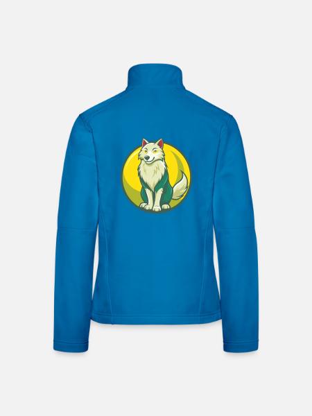 Arctic Wolf Cute Kawaii Cartoon Clipart Pet Animal - Women's Softshell Jacket - black - Back