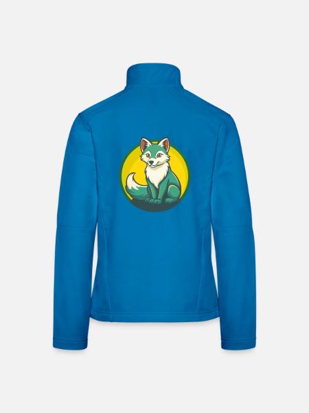 Polarfuchs Niedliche Kawaii Cartoon Clipart Haustier Tier - Frauen Softshelljacke - Schwarz - Hinten