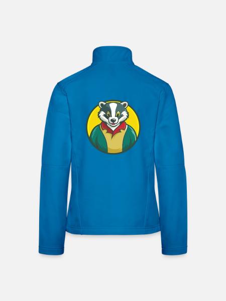 blaireau mignon kawaii dessin animé clipart animal de compagnie - Veste en tissu softshell Femme - noir - Dos