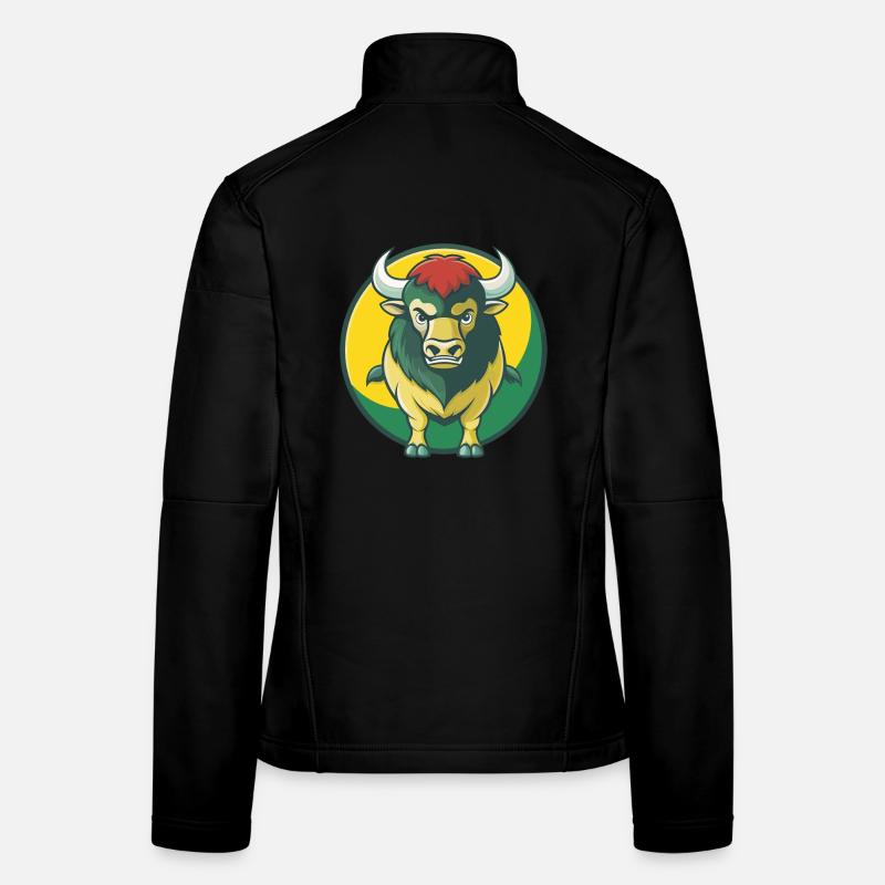 Bison mignon kawaii dessin animé Clipart animal de compagnie Veste en tissu softshell Femme