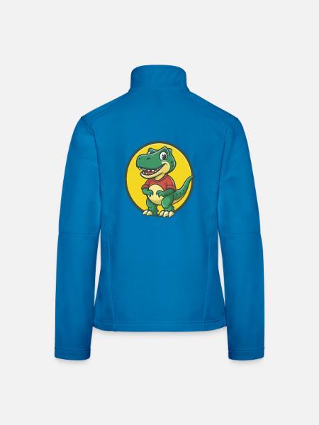 Dinosaurier Niedlich Kawaii Cartoon Clipart Haustier Tier - Frauen Softshelljacke - Schwarz - Hinten