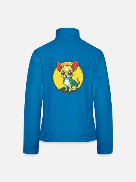 Chihuahua Dog Cute Kawaii Cartoon Clipart Animal - Women's Softshell Jacket - black - Back