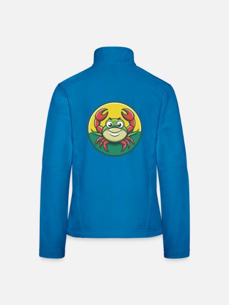 Crab Cute Kawaii Cartoon Clipart Pet Animal - Women's Softshell Jacket - black - Back