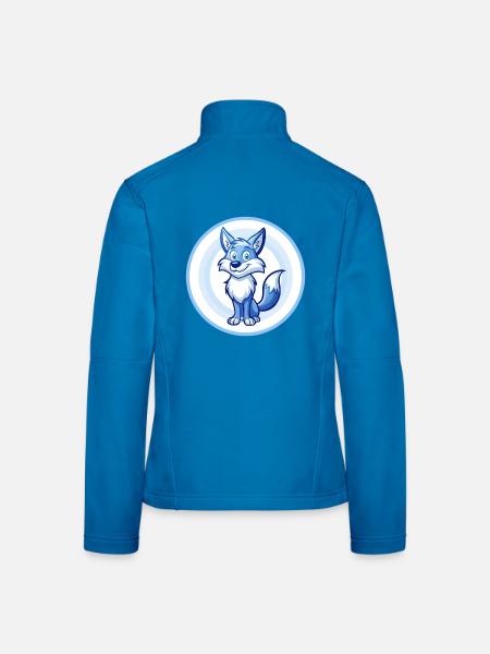 Kojote Blau Kawaii Cartoon Figur Clipart Haustier - Frauen Softshelljacke - Schwarz - Hinten