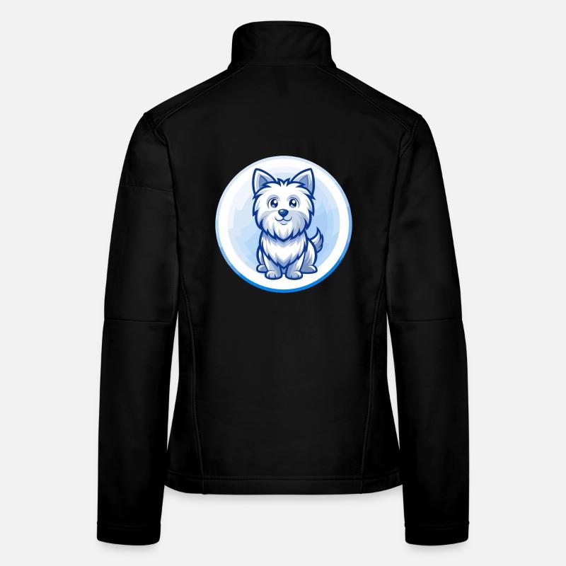 Yorkshire Terrier Chien Bleu Mignon Kawaii Dessin Animé Animal de compagnie Veste en tissu softshell Femme