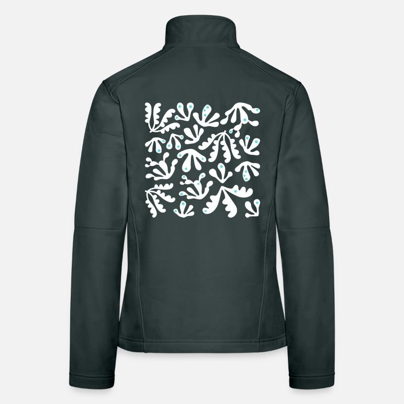 Abstrait Corail L Blanc Bleu Pois Veste en tissu softshell Femme