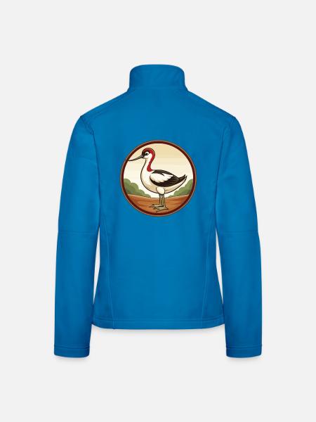 Avocet Colorful Kawaii Cartoon Character Clipart - Women's Softshell Jacket - black - Back
