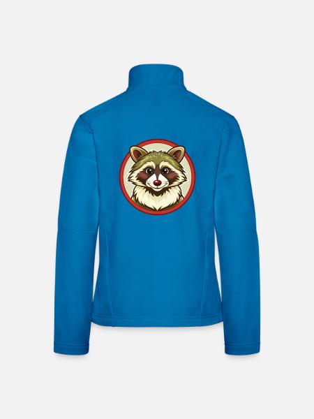 Raccoon Colorful Kawaii Cartoon Character Clipart - Women's Softshell Jacket - black - Back