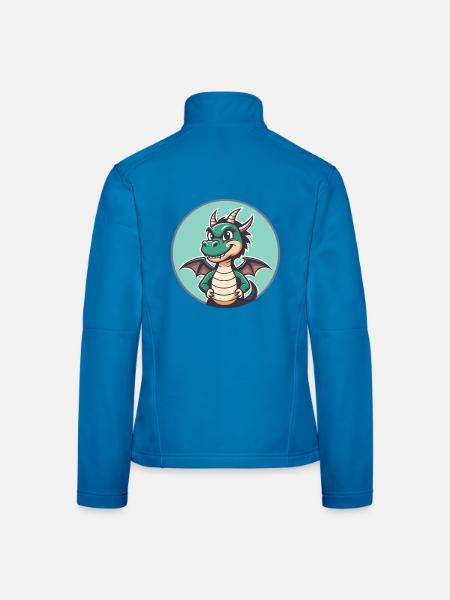 Drache Kawaii Cartoon Figur Tier Haustier Gesicht - Frauen Softshelljacke - Schwarz - Hinten
