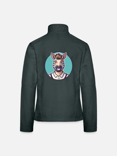 zèbre kawaii dessin animé personnage animal visage d’animal - Veste en tissu softshell Femme - noir - Dos