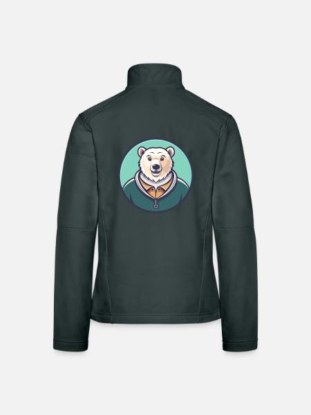Eisbär Kawaii Cartoon Figur Tier Gesicht - Frauen Softshelljacke - Schwarz - Hinten