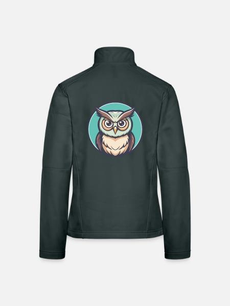 Eule Kawaii Cartoon Figur Tier Haustier Gesicht - Frauen Softshelljacke - Schwarz - Hinten