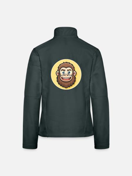 BigFoot Kawaii Dessin animé Personnage Animal Animal Visage - Veste en tissu softshell Femme - noir - Dos