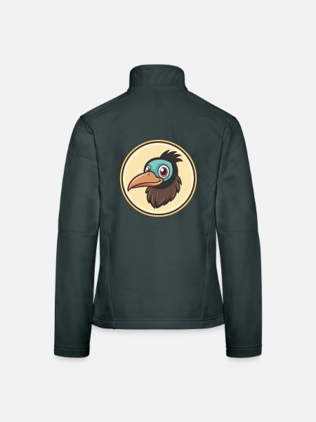 Krähe Kawaii Cartoon Figur Tier Haustier Gesicht - Frauen Softshelljacke - Schwarz - Hinten