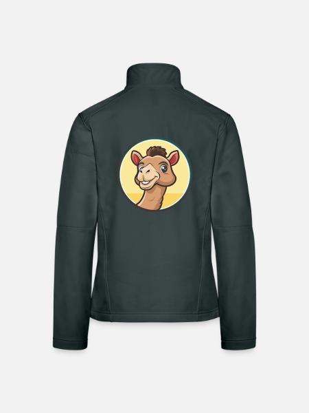 Kamel Kawaii Cartoon Figur Tier Haustier Gesicht - Frauen Softshelljacke - Schwarz - Hinten