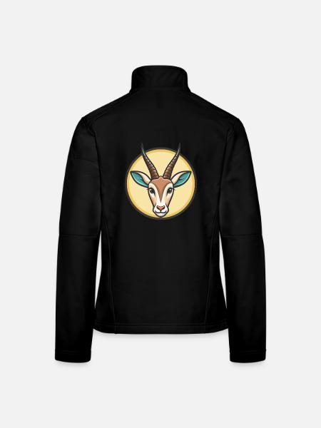 Oryx Kawaii Dessin animé Personnage Animal Animal Visage - Veste en tissu softshell Femme - noir - Dos