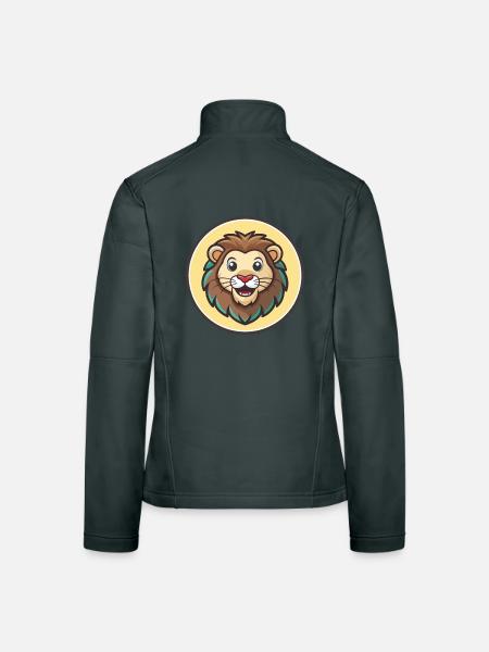 Lion Kawaii Dessin Animé Personnage Animal Animal Visage - Veste en tissu softshell Femme - noir - Dos