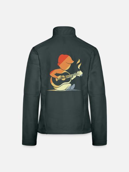 Vintage Ukulele Kind - Frauen Softshelljacke - Schwarz - Hinten