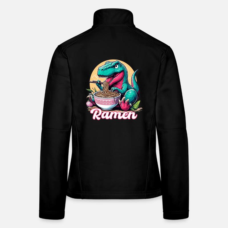 Süßer T-Rex Ramen Dinosaurier Geschenk - Frauen Softshelljacke - Schwarz