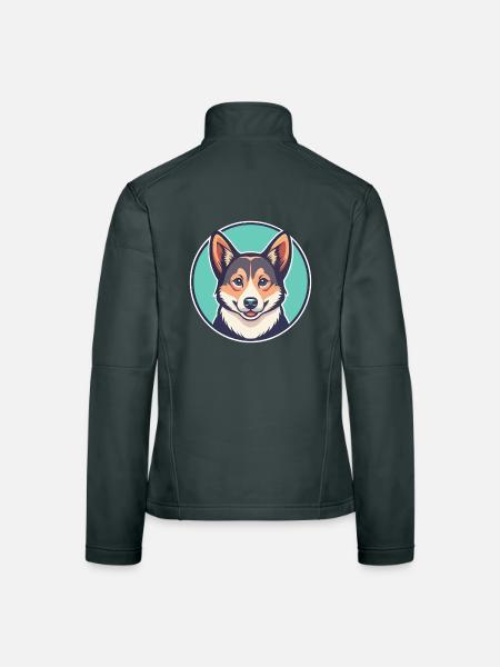 Norwegian Lundehund Dog Breed Funny Cartoon Kawaii - Women's Softshell Jacket - black - Back