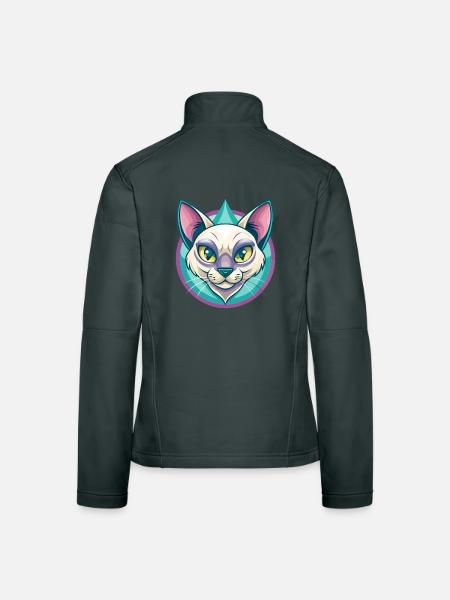 Chat thaïlandais race dessin animé Kawaii Animal Pet - Veste en tissu softshell Femme - noir - Dos