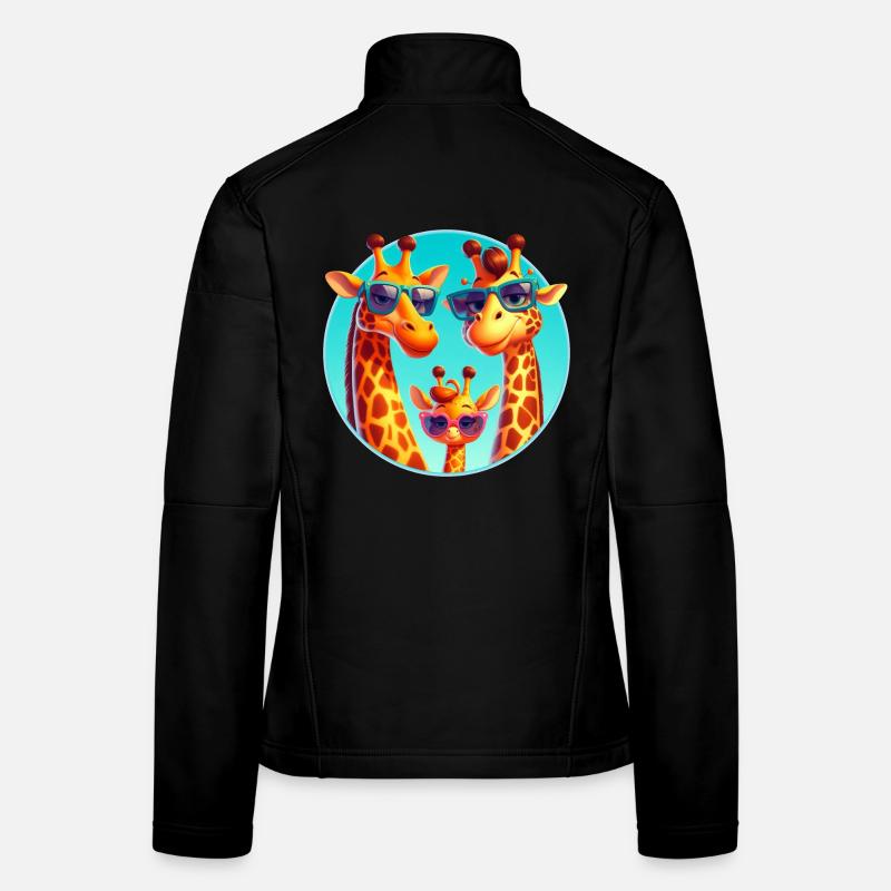 Cool giraffe family with sunglasses Women's Softshell Jacket
