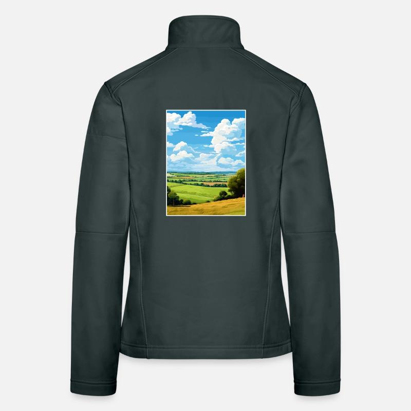Kent Downs Aonb Travel Poster Souvenir Paint WPA Women's Softshell Jacket