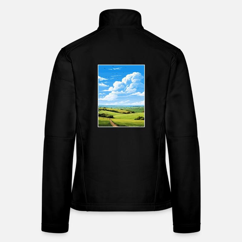 Kent Downs Aonb Reise Poster Souvenir Farbe WPA Frauen Softshelljacke